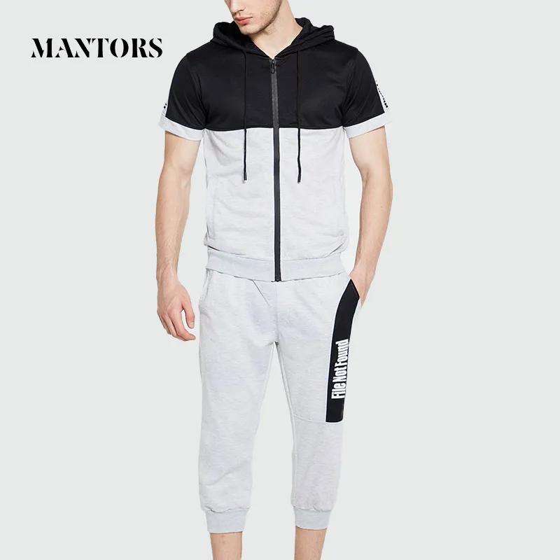 Спортивный костюм мужской однотонный свитшот на молнии и шорты Повседневная