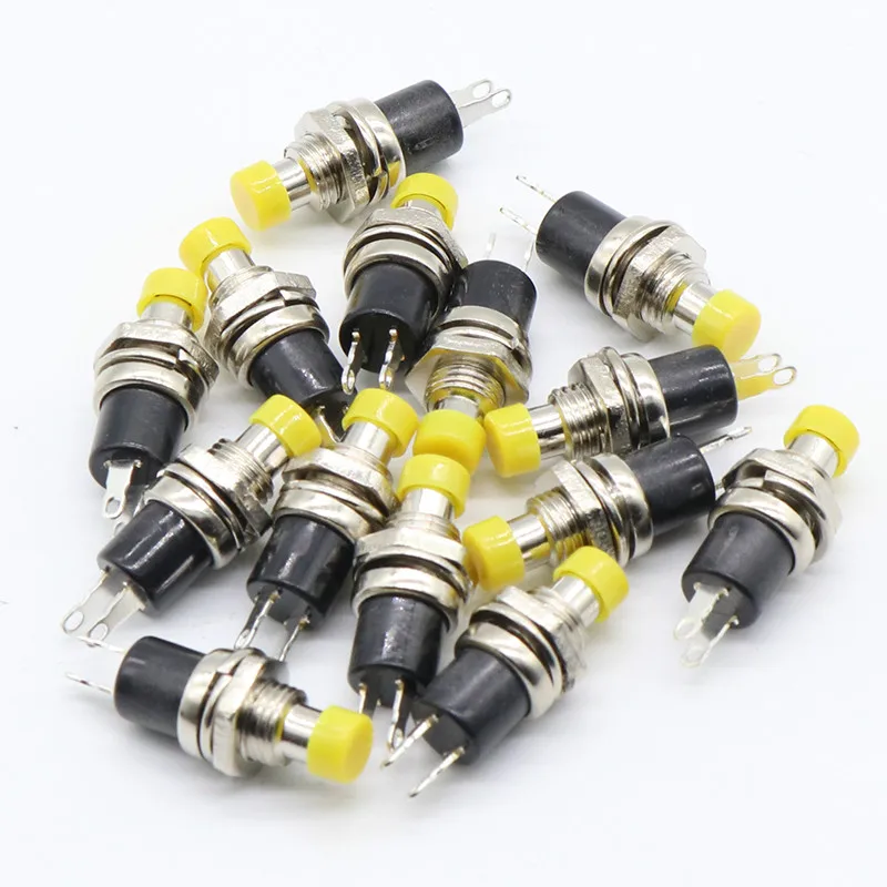 10 шт. 7 мм желтый колпачок SPST Мгновенный кнопочный мини переключатель DC 50V