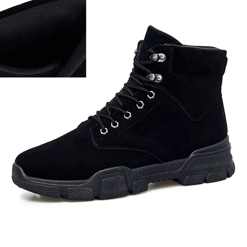 Autumn Black FEVRAL/ популярные мужские ботинки модные зимние ботильоны из коровьей замши новые осенние повседневные ботинки с высоким берцем из дышащего материала размеры 39-45 - Цвет: Autumn Black