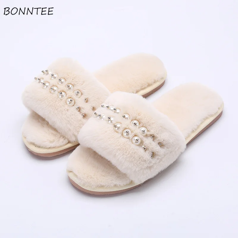 Зимние тапочки женские модные милые домашние на толстой подошве с искусственным