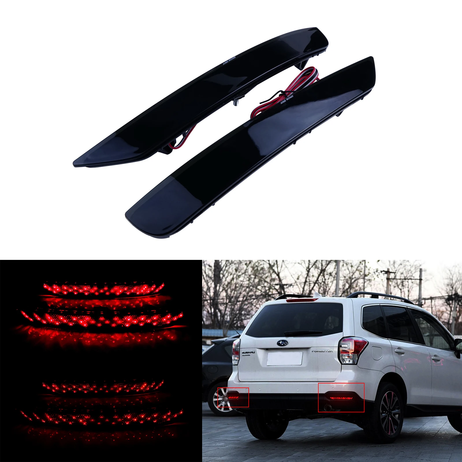 

Black Smoked LED Bumper Reflector Tail Brake Light for Subaru Forester 2009-18