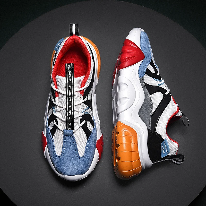 Newest Male shoes White chunky Sneakers Lace up New Casual Shoes Comfortable Breathable Fashion Mesh Ultralight Walking Footwear | Обувь