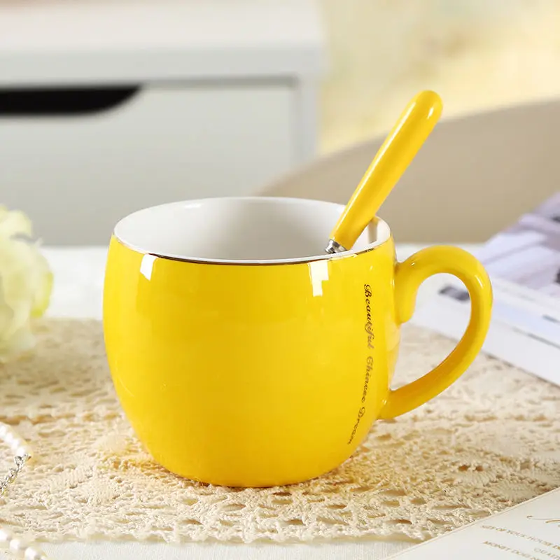 Красочная керамическая чашка с большим горлышком кофейная для пары подарок на