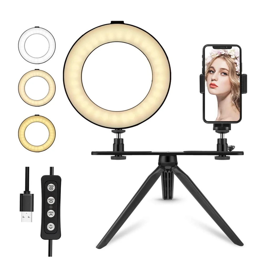 6.3''/16cm 3 Color Camera Photo Studio Phone Video LED Beauty Ring Light Photography Dimmable Lamp+Tripod for Selfie | Электроника