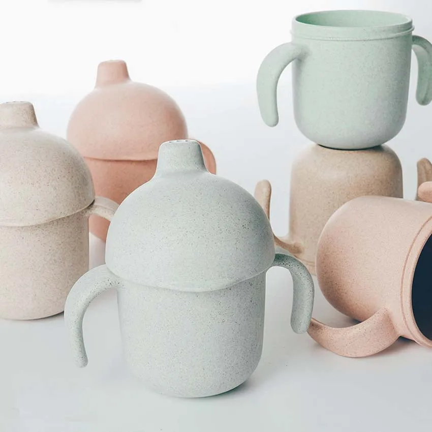 Без БФА! Герметичные детские чашки для Сиппи из пшеницы 240 мл с ручкой обучающая