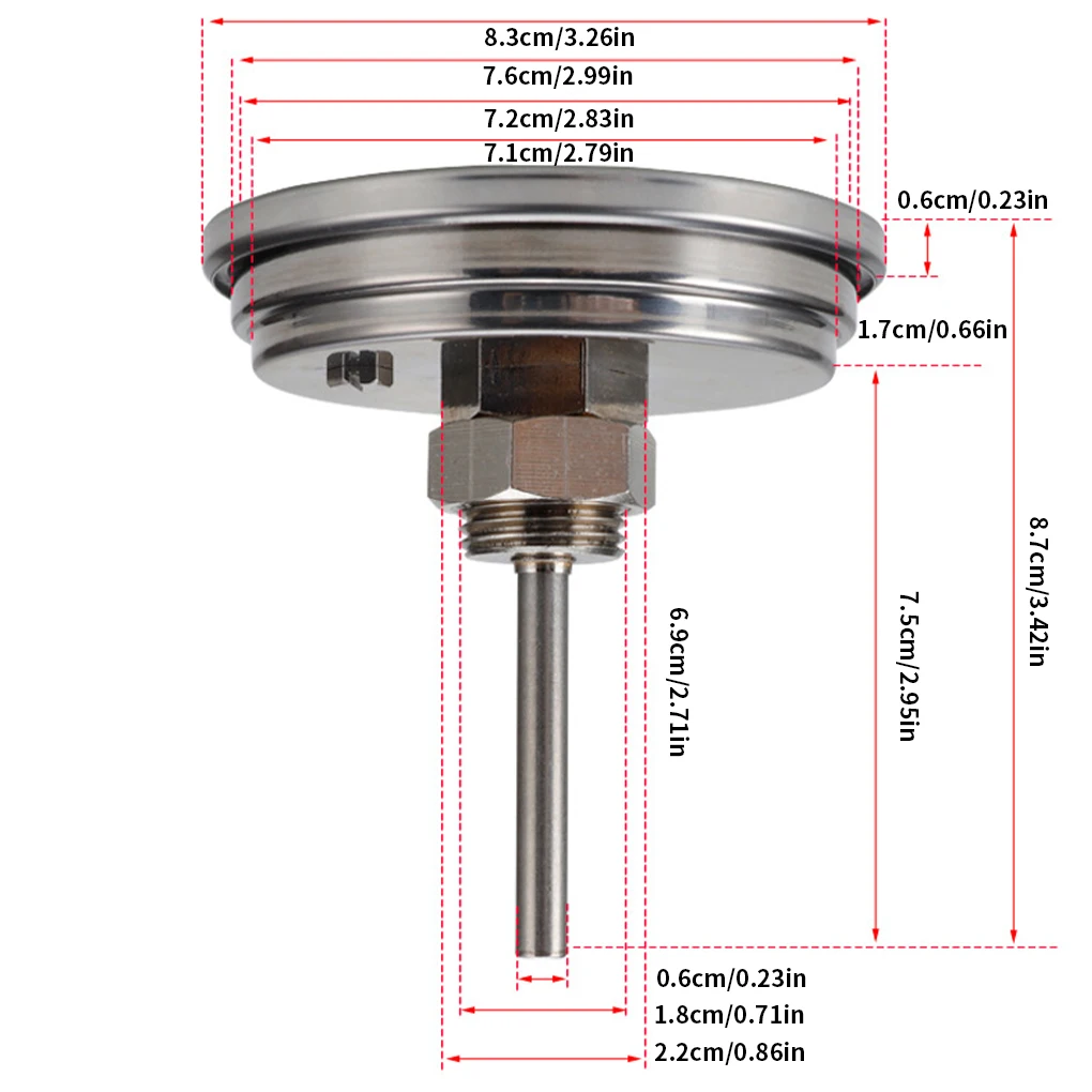 

Bakeware F/C 2" Stainless Steel BBQ Smoker Pit Grill Bimetallic thermometer Temp Gauge with Dual Gage 500 Degree Cooking Tools