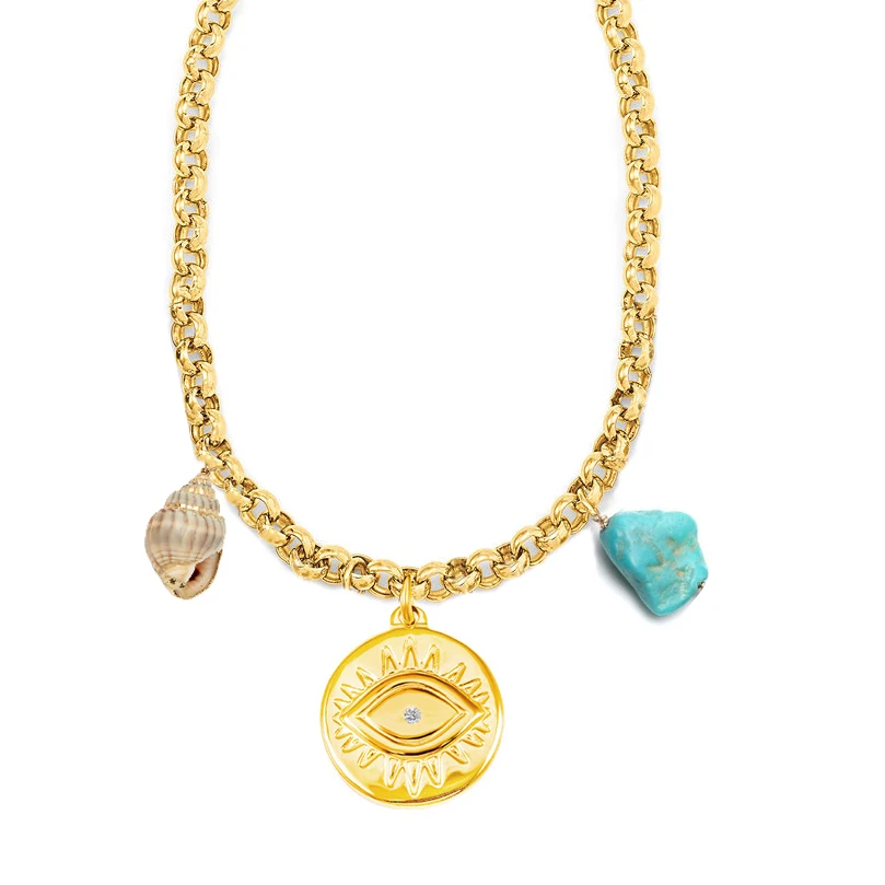 NECKLACE Цепочка Из Нержавеющей Стали, каури, ожерелье в оправе, колье, аксессуары, массивные ожерелья для женщин, женские ювелирные изделия, бохо - Окраска металла: NECKLACE
