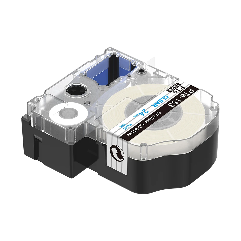 Синий на прозрачной ST24BW 24 мм этикетки ленты совместимы для принтеров этикеток epson