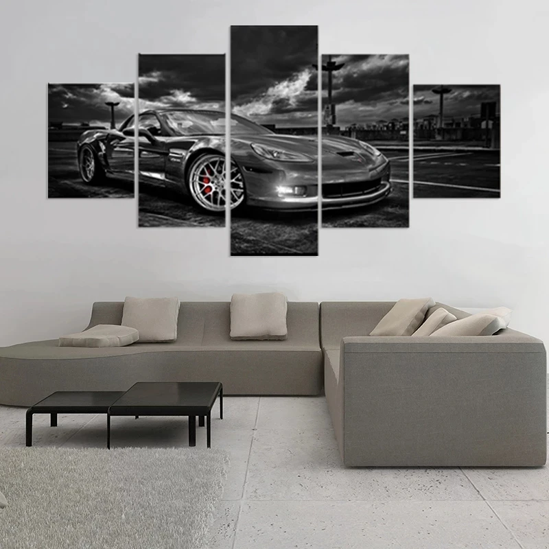 

Hd Gedrukt 5 Panel Modulaire Foto Corvette Auto Poster Schilderen Canvas Wall Art Modern Home Decor Living Room Artwork Frame