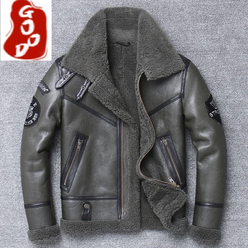 

Motorcycle 100% Sheep Shearling Jacket Men Clothing 2021 Natural Real Fur Coat Male Genuine Leather Men's Jackets X-M801