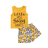 lioraitiin 1 5years toddler baby girl summer fashion 2pcs clothing set letter printed top sleeveless daisy printed pants outfit