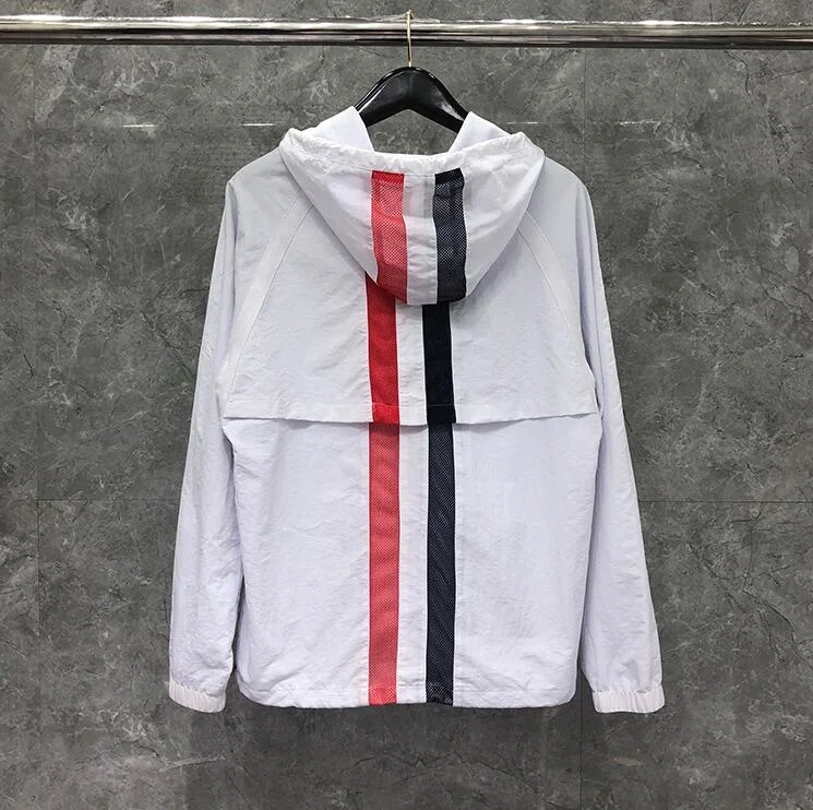 

Fashion 2021 Brand Jacket Men Cardigans Clothing White Striped Sports Uniform Spring Autumn Hooded Casual Coat