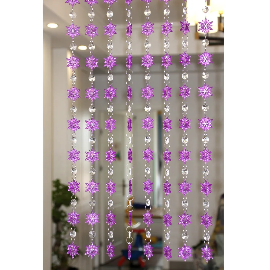 Декоративные шторы с бусинами фиолетовые акриловые цветами для дома свадебных