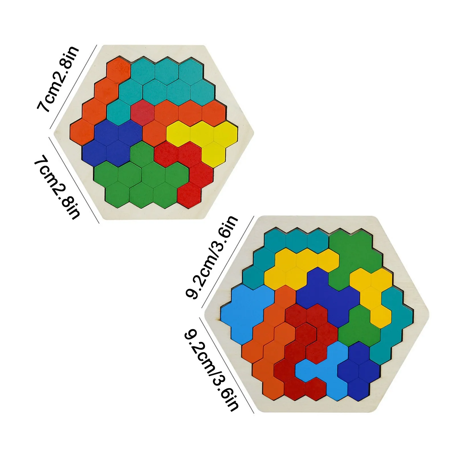

Wooden Hexagon Puzzle Colorful Shape Pattern Block Tangram Brain Teaser Toy Geometry Logic IQ Game STEM Montessori Educational