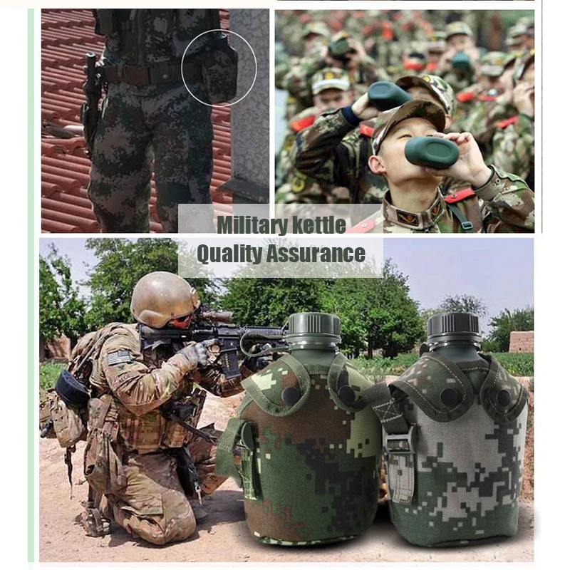 1L камуфляж бутылка для воды с ремнями на открытом воздухе Альпинизм чайник