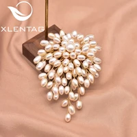 xlentag natural pearl leaf brooch is specially designed for female couples engagement gifts handmade fine fashion jewelry go0382