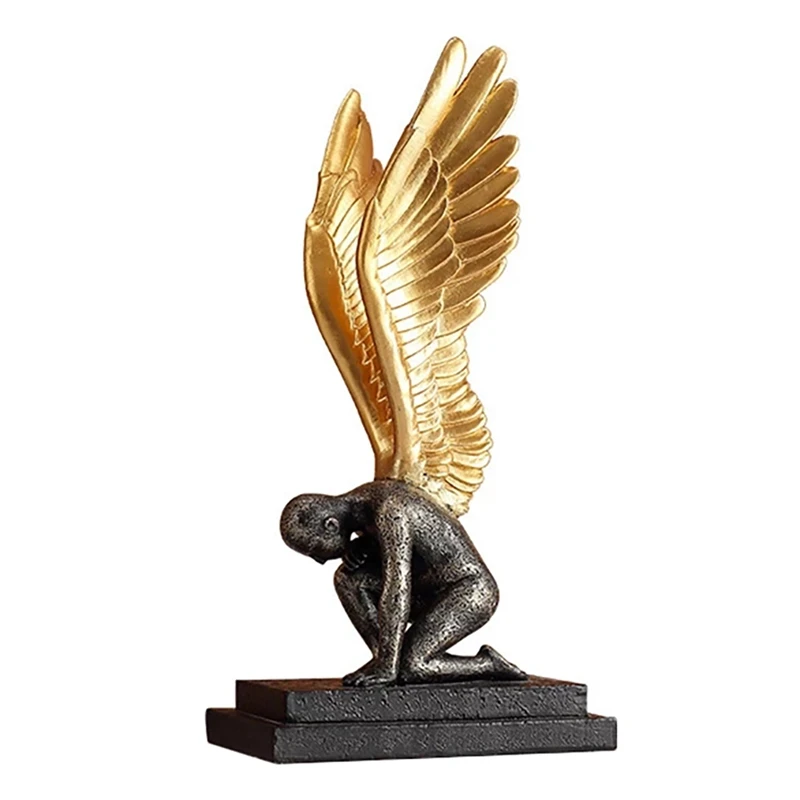 

Creative Wings Angel Statuette Retro Artistic Figurines Resin Miniatures for Interior Home Decoration Accessories Gift