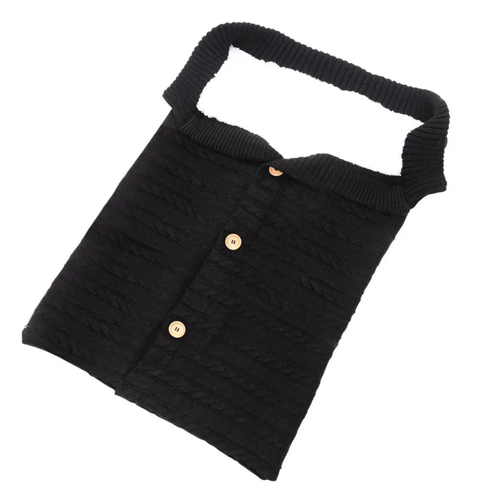 Черный Baby sleeping bag baby Winter Warm Sleepsack For Baby Stroller Cotton knitted envelopes baby slaapzak Newborn Baby Sleep Sack - Цвет: Черный