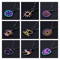 40cm multi color 201 stainless steel cross shell sun owl small charm pendants necklaces for women men trendy jewelry