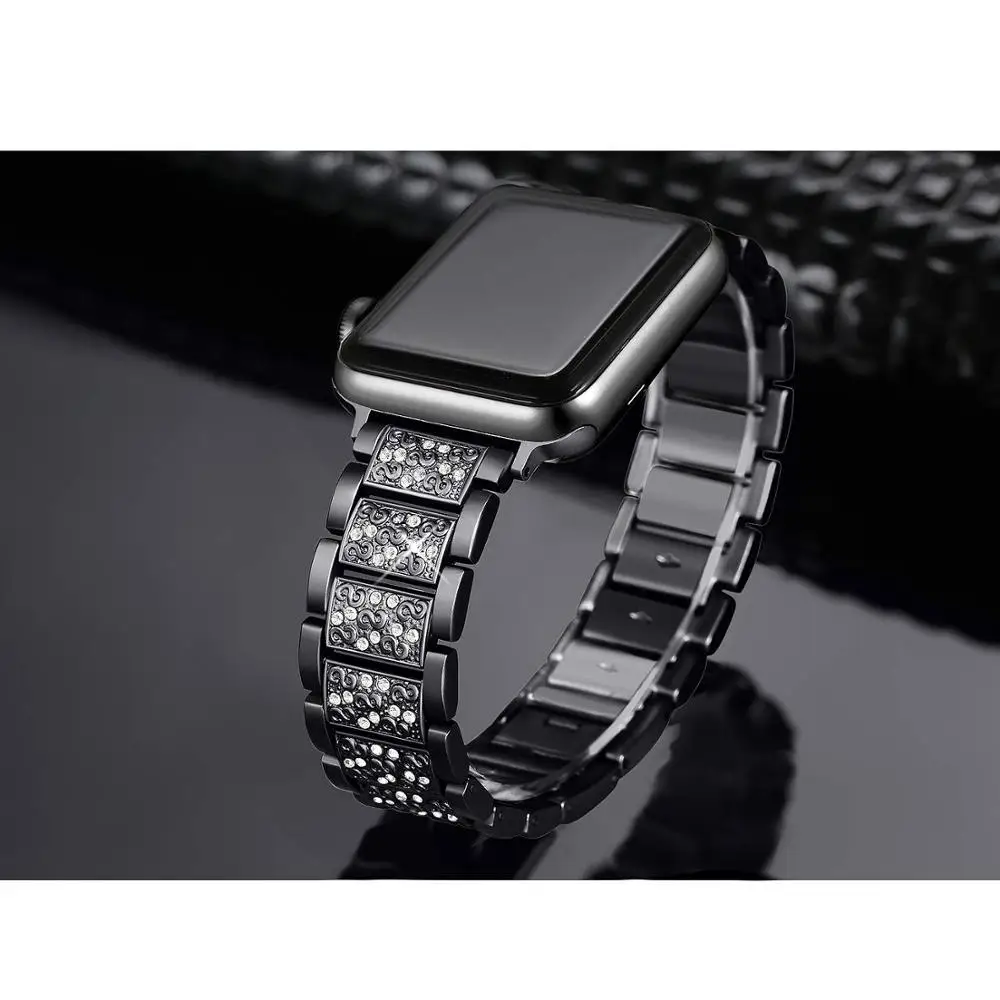 Apple watch band 5 44 мм 40 мм Женский бриллиантовый ремешок iwatch Watch Series 4 3 2 1 браслет из нержавеющей стали для часов iphone 42 мм 38 мм