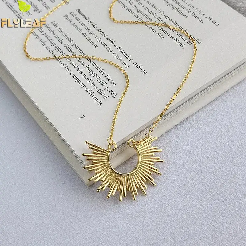 Женское ожерелье из серебра 925 пробы с подвеской в виде солнцезащитных лучей |