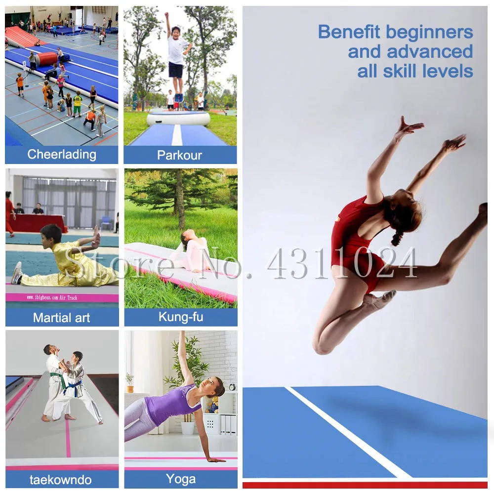 Купить Бесплатная доставка, надувная воздушная дорожка 14x2x0,2 м, надувной коврик для тренажерного зала, надувная воздушная дорожка с насосом 1200 Вт