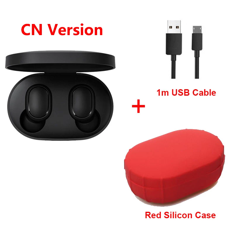 Xiaomi Redmi Airdots TWS Bluetooth наушники BT 5,0 стерео бас беспроводная гарнитура с шумоподавителем микрофон громкой связи Наушники с управлением AI - Цвет: red case cable
