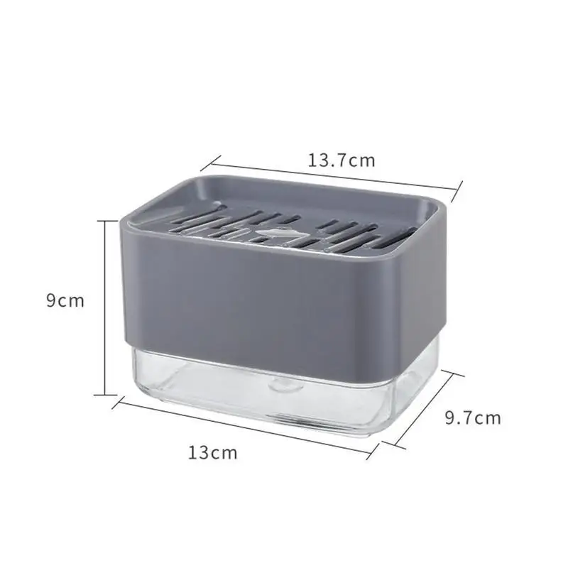 

1pcs 2-in-1 Soap Dispenser Caddy Kitchen Hand Press Storage Detergent Organizer Container Box Lye Sponge Manual Dispenser L L1B5