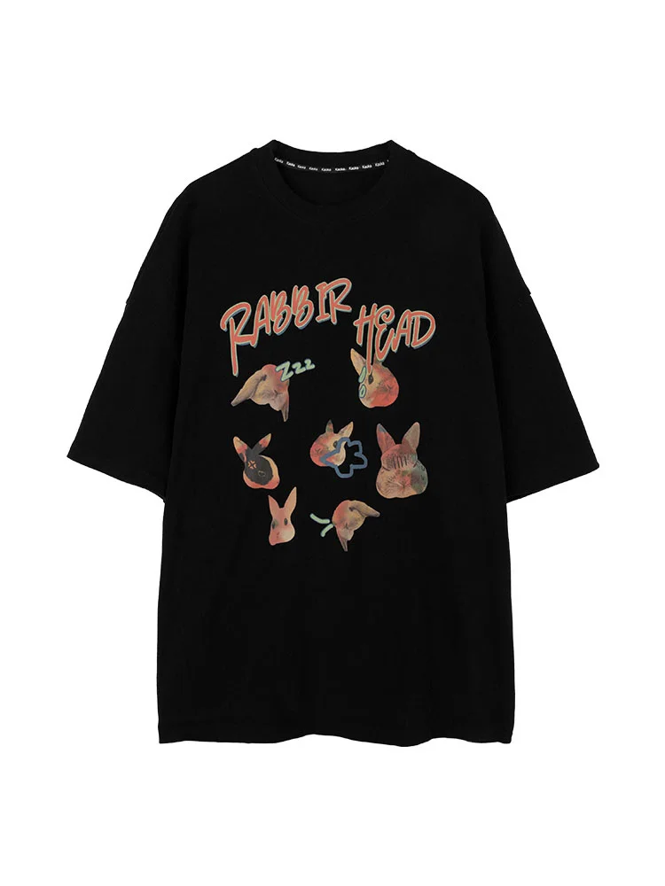 Женская футболка с коротким рукавом черная свободная в Корейском стиле Новинка