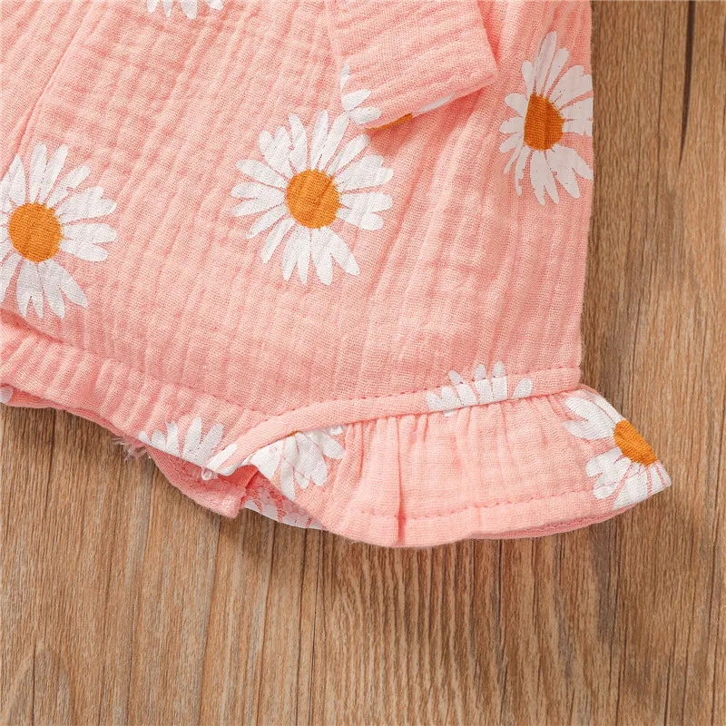 

1-6Years Fashion Kids Baby Girls Jumpsuit V-neck Sling Clothes Flower Print Sashes Sleeveless Romper Jumpsuits Holiday Clothes