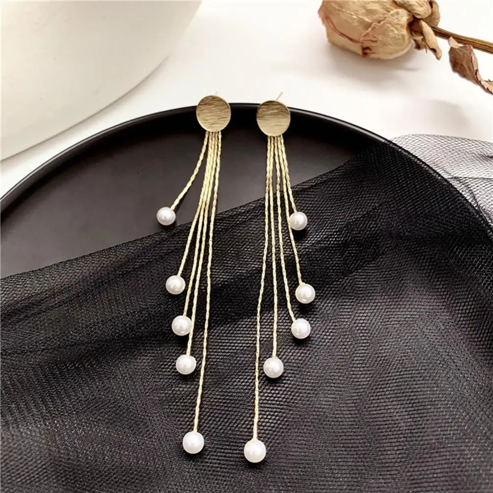 Женские Элегантные посеребренные Висячие Стразы длинные висячие серьги в стиле