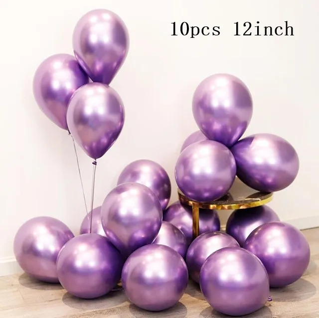 10pcs metal purple Счастливый 100 дней для девочек или мальчиков, Фольга шарики, День подарков будущей матери украшения металлическое серебристое латексные шары Корона декор для вечеринки в честь Дня рождения поставки - Цвет: 10pcs metal purple
