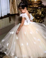 princess ball gown flower girls dresses lace appliques tulle girl pageant birthday gowns kids formal dress custom made