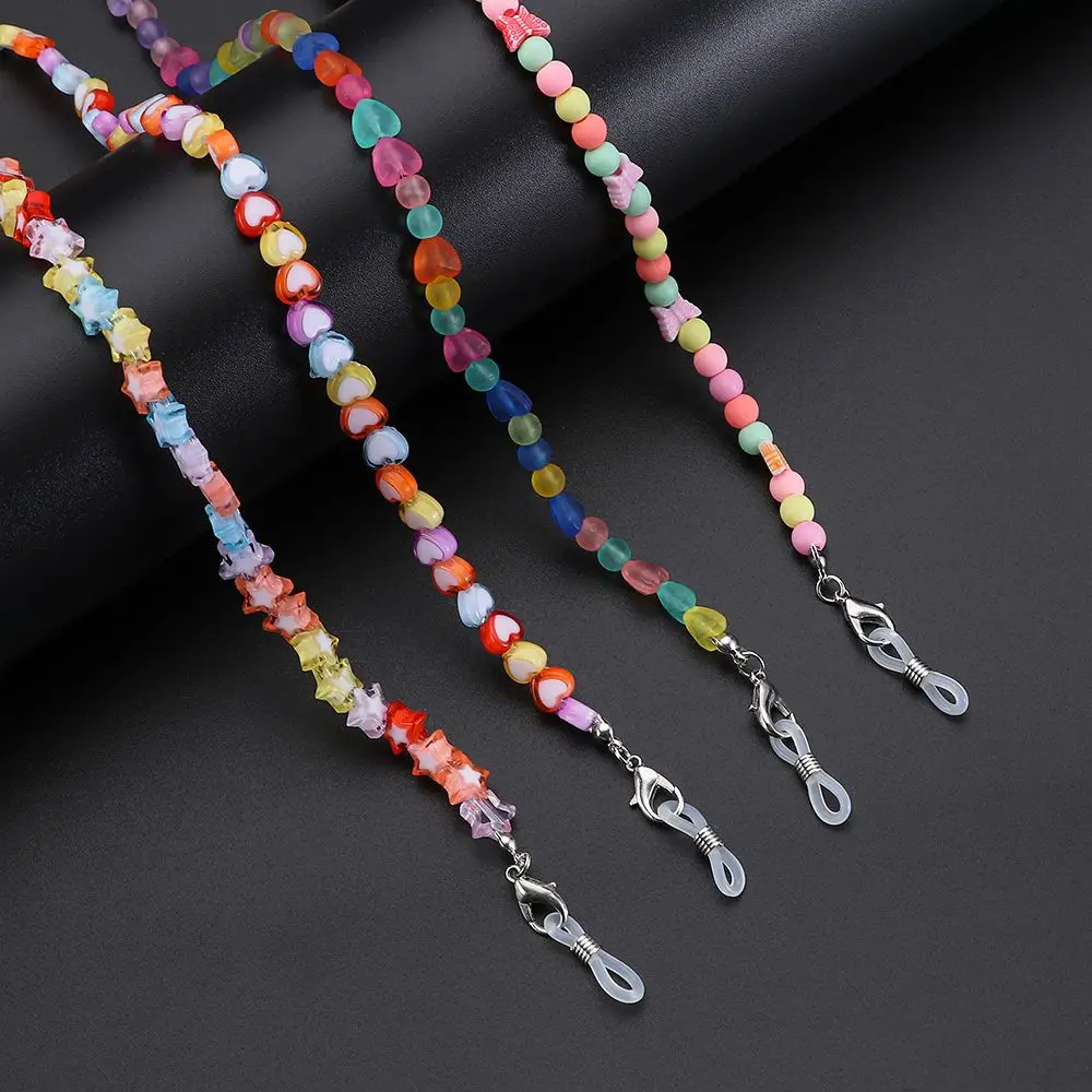 

Kids Rainbow Mask Chains Colorful Beads Sunglasses Chain Beaded Eyeglasses Chains Glasses Holder Strap Mask Lanyard