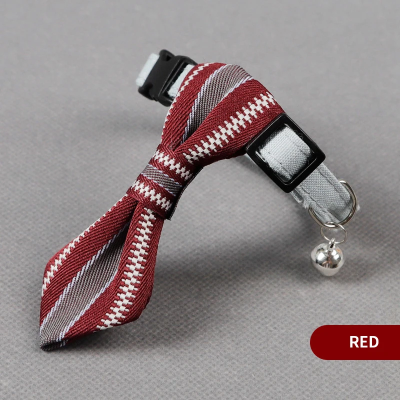 red HE 1 шт. модный Регулируемый с колокольчиком прекрасный полосатый цветной собачий галстук-бабочка для кота Галстуки ошейник аксессуары - Цвет: red