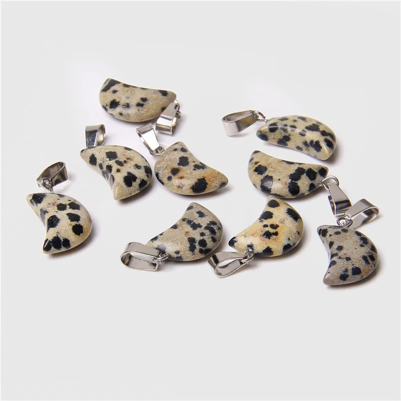 

5pcs/lot Natural Muticolor Quartz Stone Moon Shape Charms Pendants DIY Fashion Wholesale Free Shiping For Jewelry Making Women