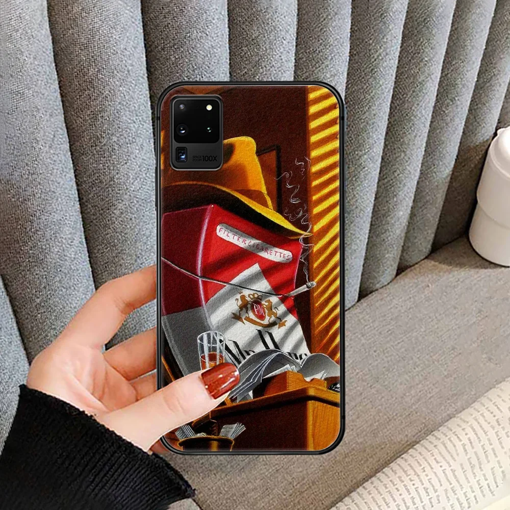 

cigarette brand marl-boro Phone case cover for For SamSung Galaxy S Note 7 8 9 10 20 Uitra Plus E Lite black black shell soft