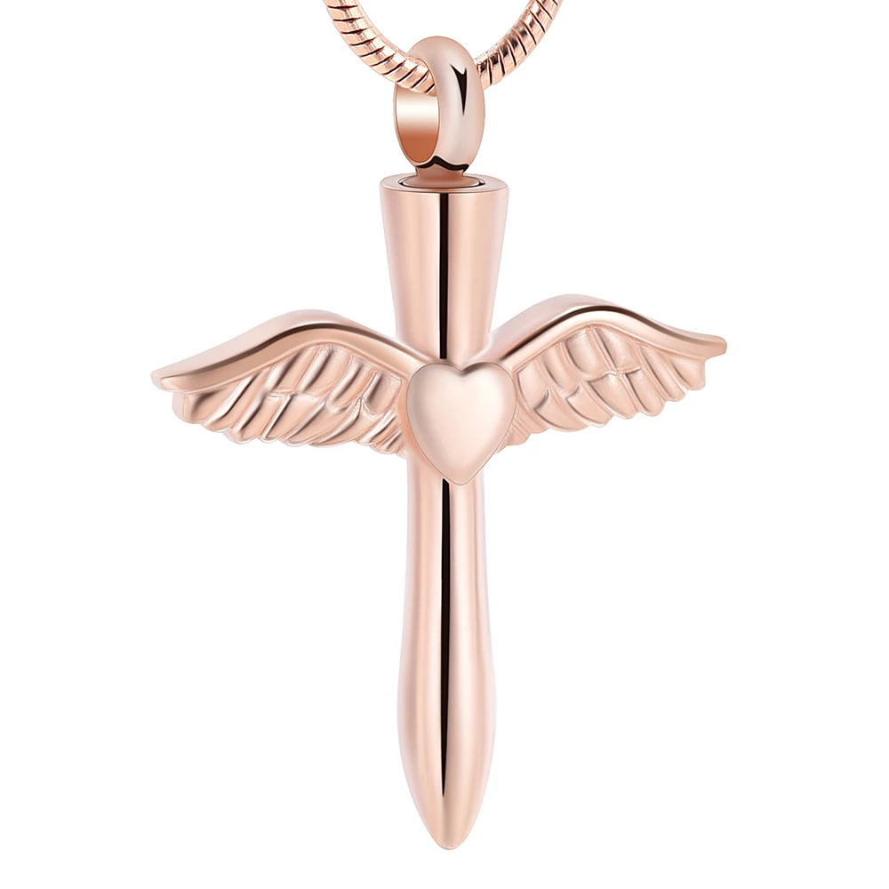 

LHP12230 Stainless Steel Angel Wings/Heart Urn Pendant Memorial Necklace - Pet or Human Ashes Keepsake Cremation Jewelry