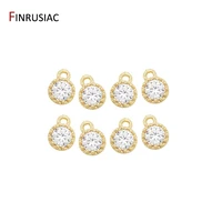 earrings making supplies 14k gold plated copper metal zircon round pendant for diy making earrings charms findings components