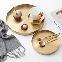 kitchen stainless steel storage tray space saving organizer jewelry display plate round shape multifunctional bathroom gold