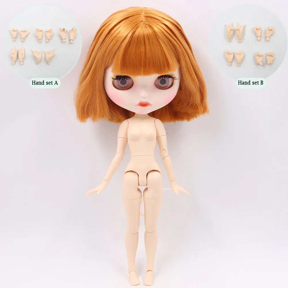 A doll with hand AB ICY Nude Blyth кукла на заказ № BL0145 оранжевый коричневый волосы индивидуальные резные губы лицо 1/6 bjd, pullip, licca, jerryberry - Цвет: A doll with hand AB