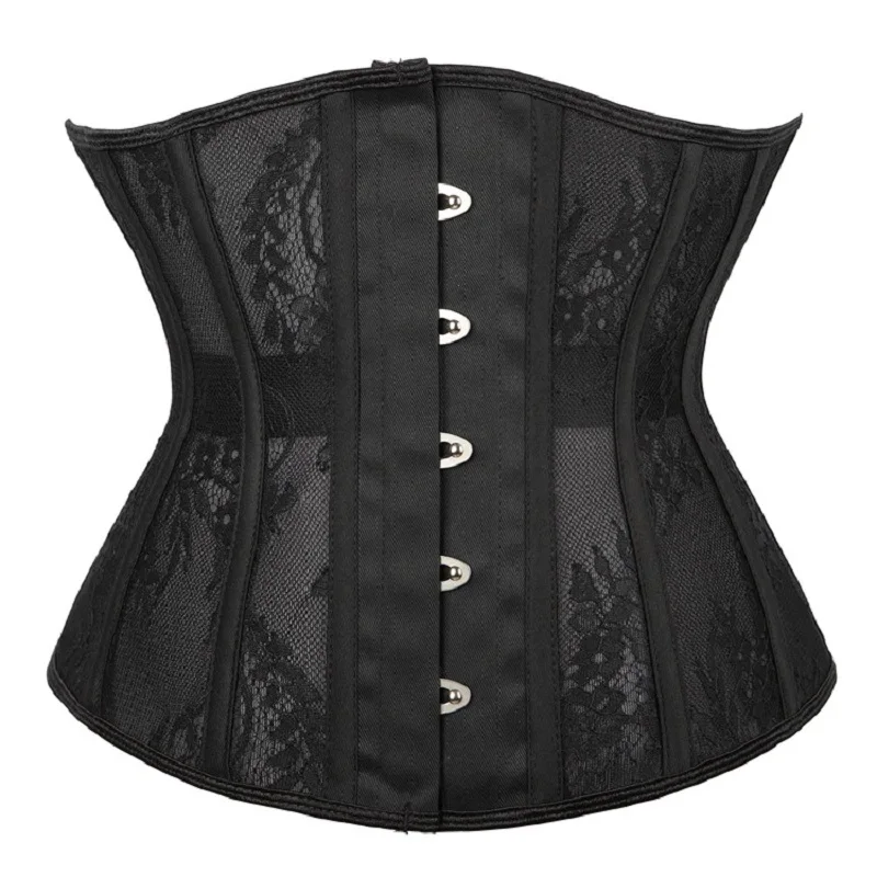 

Sexy Mesh Corset Underbust Women Gothic Corsets Top Curve Shaper Girdle Slimming Waist Cincher Belt Lace Bustiers Black 2021 New