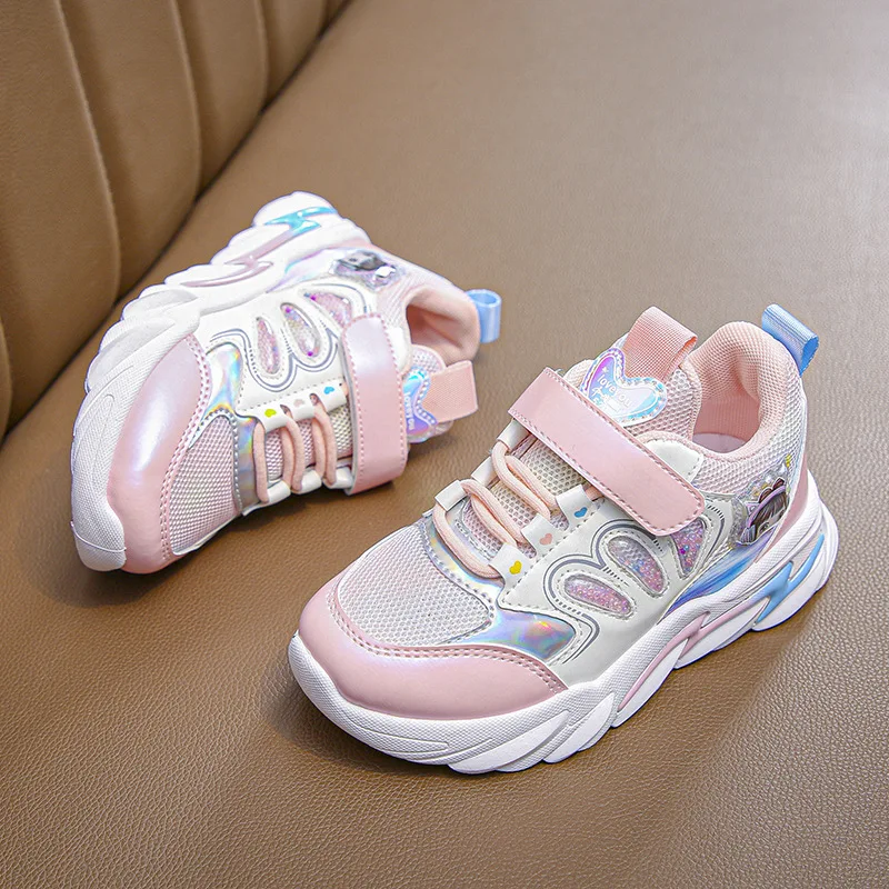 

Children Casual Sneakers Princess Baby Girls Pink Casual Shoes Soft Sole Non-slip Mesh Breathable Shoes Girls Sneakers Tennis