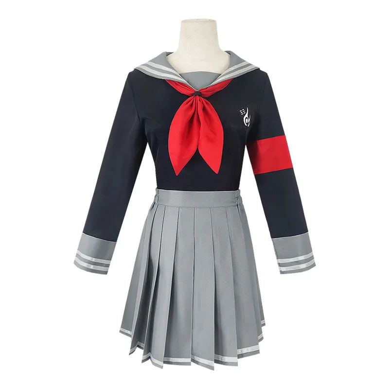 Anime Dangan Ronpa 2 Adult Cosplay Costume Biangushan Peiko Dress Women Danganronpa Long Sleeve Top Bow Tie Skirt 1pcs Set Girls
