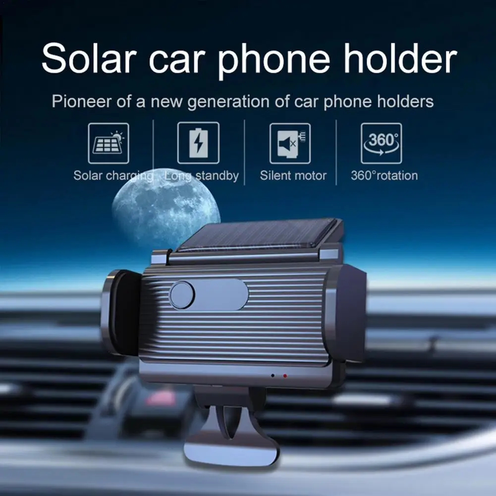 

New Solar Energy Charging Car Phone Holder Automatic Air Vent Outlet Mount Adjustable Smart Auto Mobile Phone Stand Universal