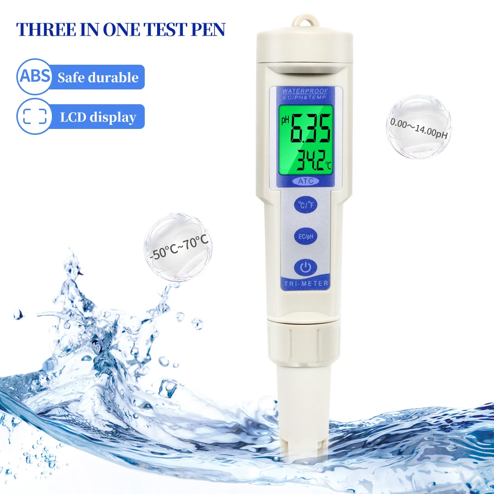 

New Digital 3 In 1 PH EC TEMP Meter Multi-Parameter Drink Water Quality Tester for Aquarium Pools PH Monitor Testing 30%OFF