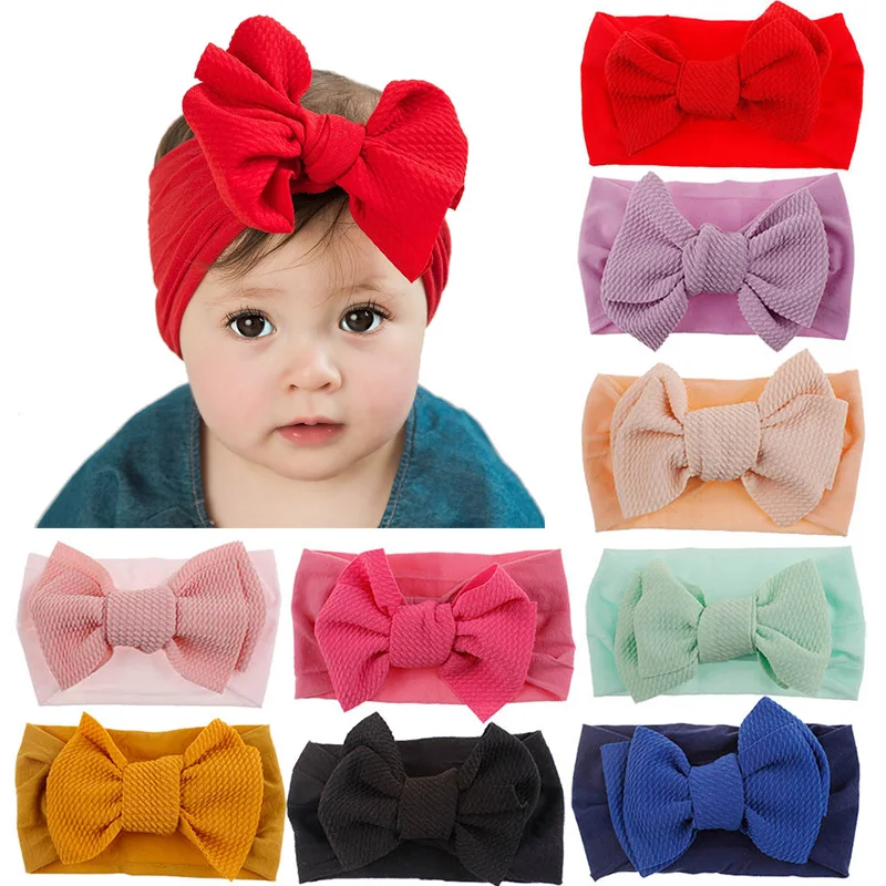 Широкая повязка на голову с большим бантом для девочек Bebes Хлопковая нейлоновым