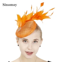 sinamay fashion bride fancy headpiece women wedding fascinator hats bridal show race fedora party tea hair accessory headbands