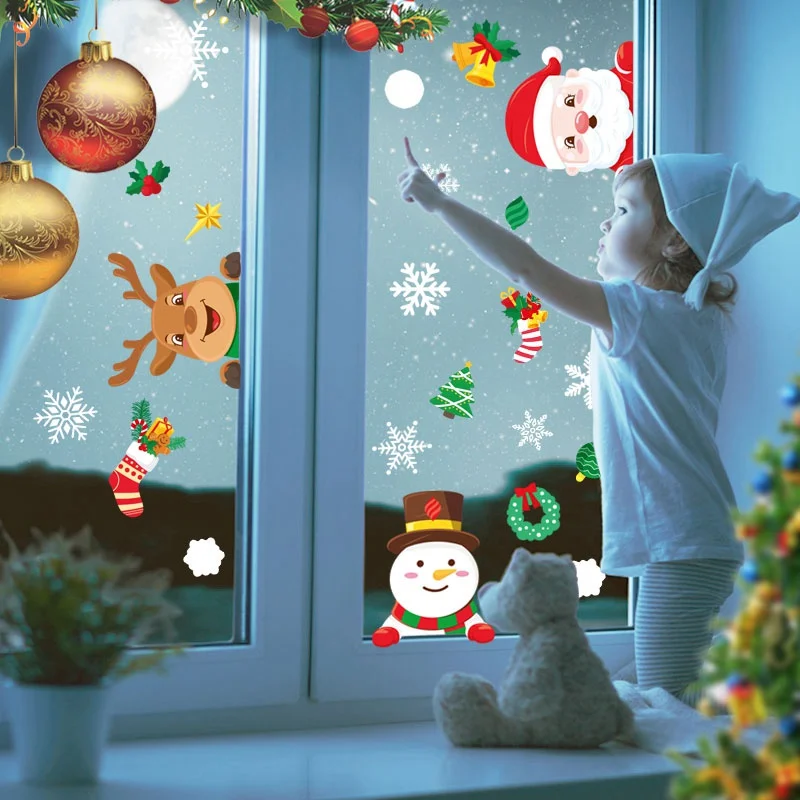 

Christmas Window Stickers Santa Claus Sticker Merry Christmas Decorations for Home Ornament Navidad 2022 Xmas Gift New Year 2023