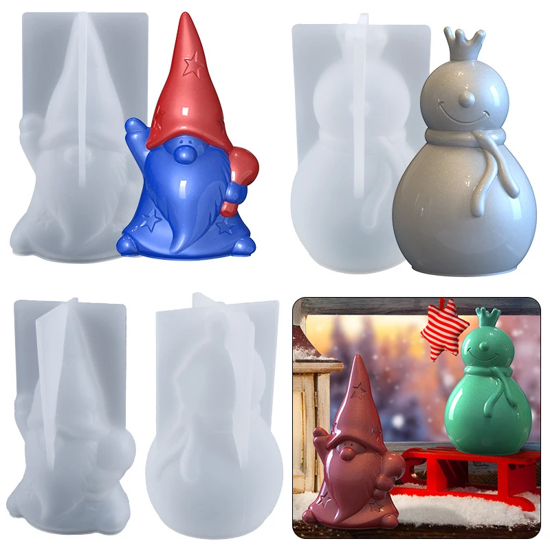 

3D Christmas Candle Silicone Mold Xmas Gift Dessert Christmas Tree Pendant Decoration Molds Handmade Resin Clay Crafts Mould